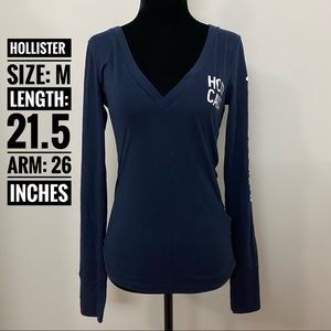 Heart shape neck dark blue Hollister printed